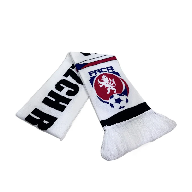 white blue striped football club scarf on white background - order in bulk factory price