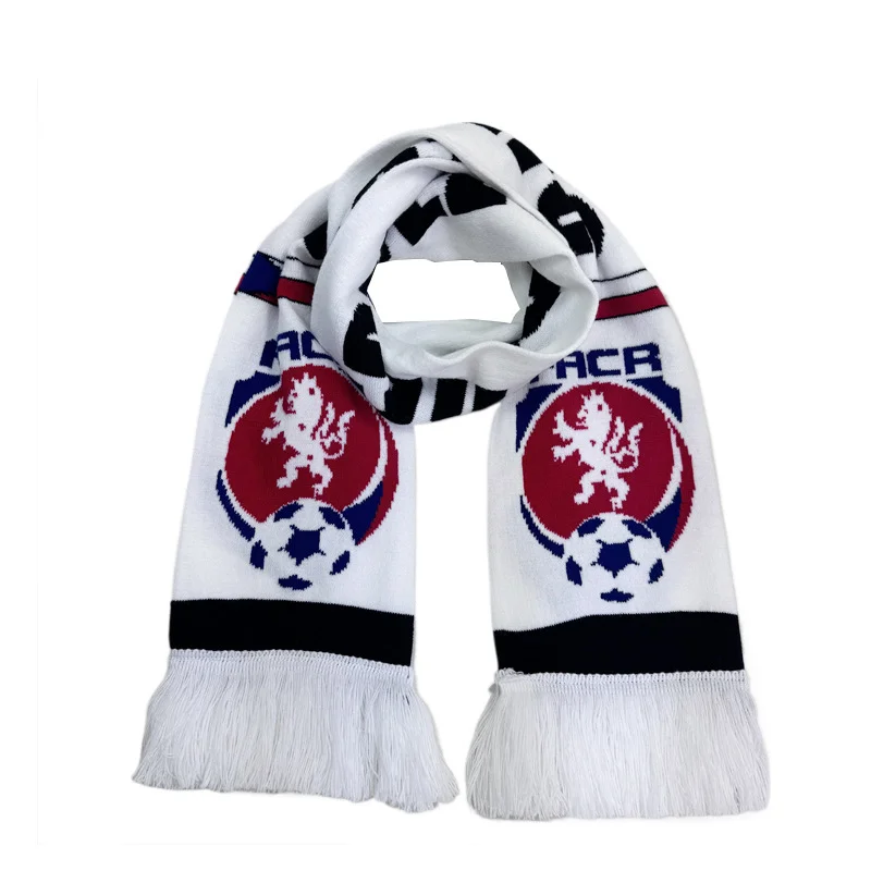 blue white football scarf corporate gift on white background - buy wholesale direct from manufacturer