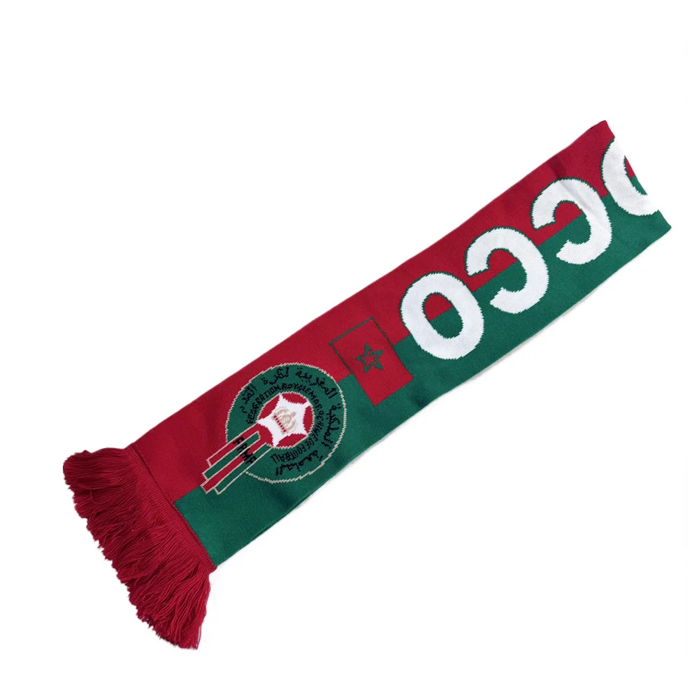 multicolor football scarf with club logo on white background - 7-day sample lead time