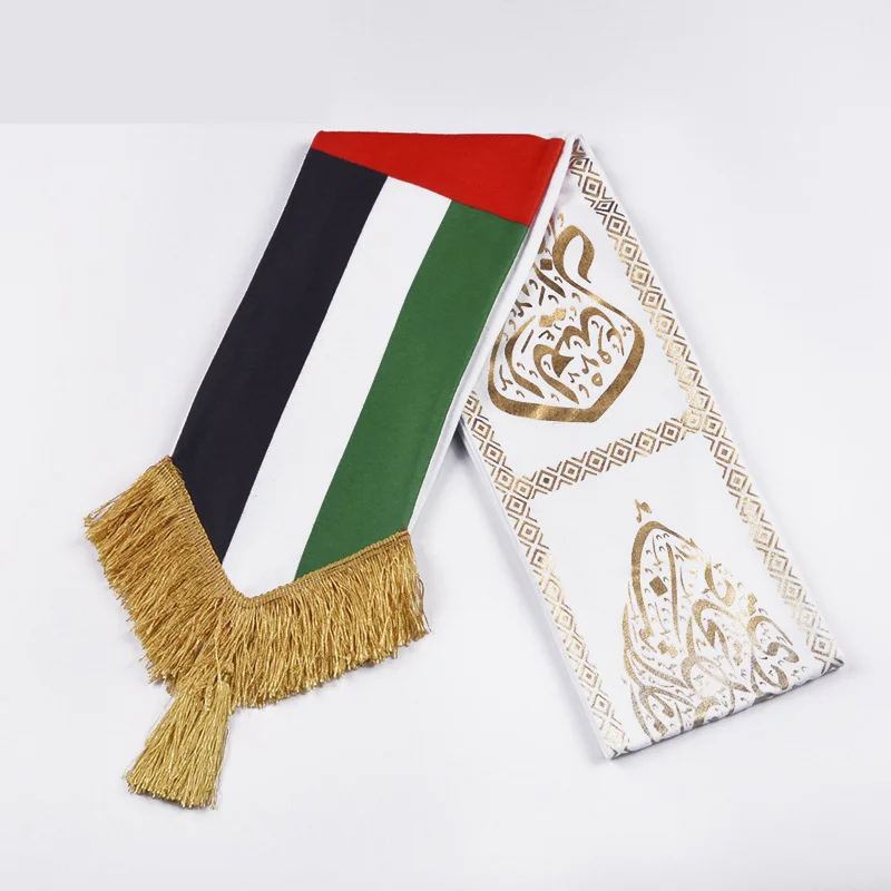 green white acrylic football scarf wholesale on white background - free sample on request