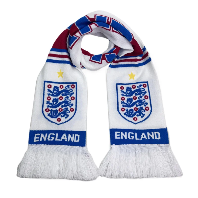 red black striped woven football scarf on white background - factory direct wholesale price
