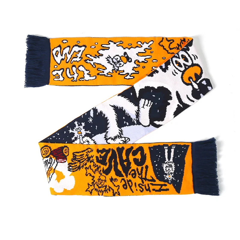 navy white reversible football club scarf on white background