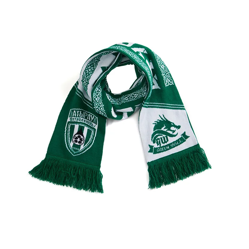 red white jacquard team colors scarf on white background - buy wholesale direct from manufacturer