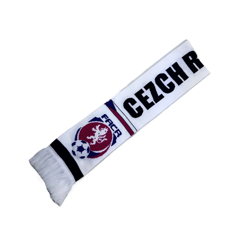 green white oem football fan scarf on white background - bulk football scarf supplier Europe