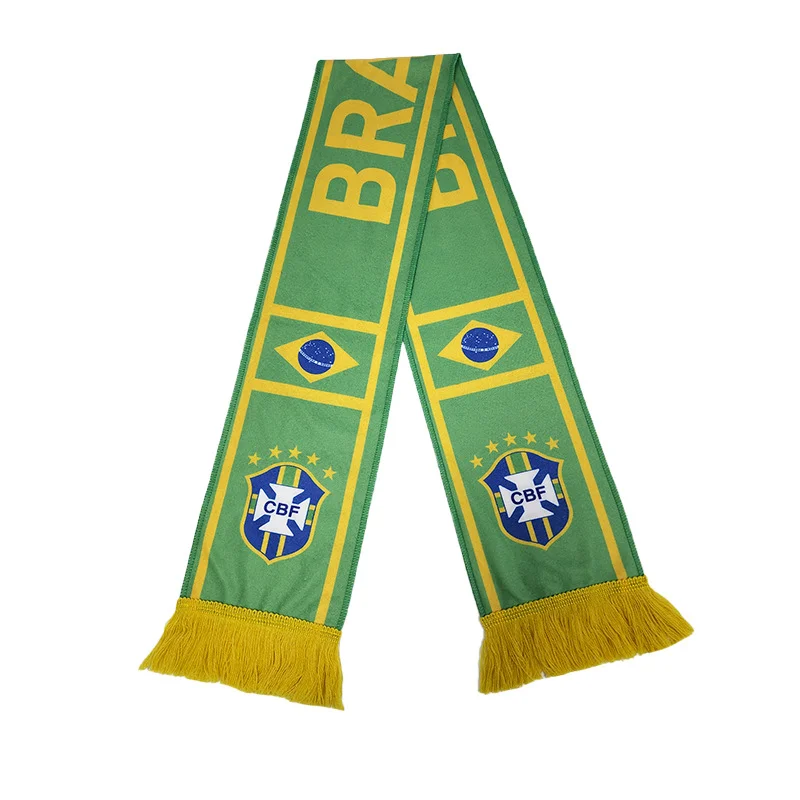 green gold bulk football fan scarf on white background - wholesale purchase inquiry welcome