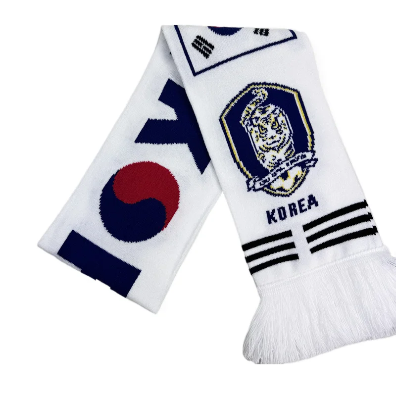 white blue football scarf with club logo on white background