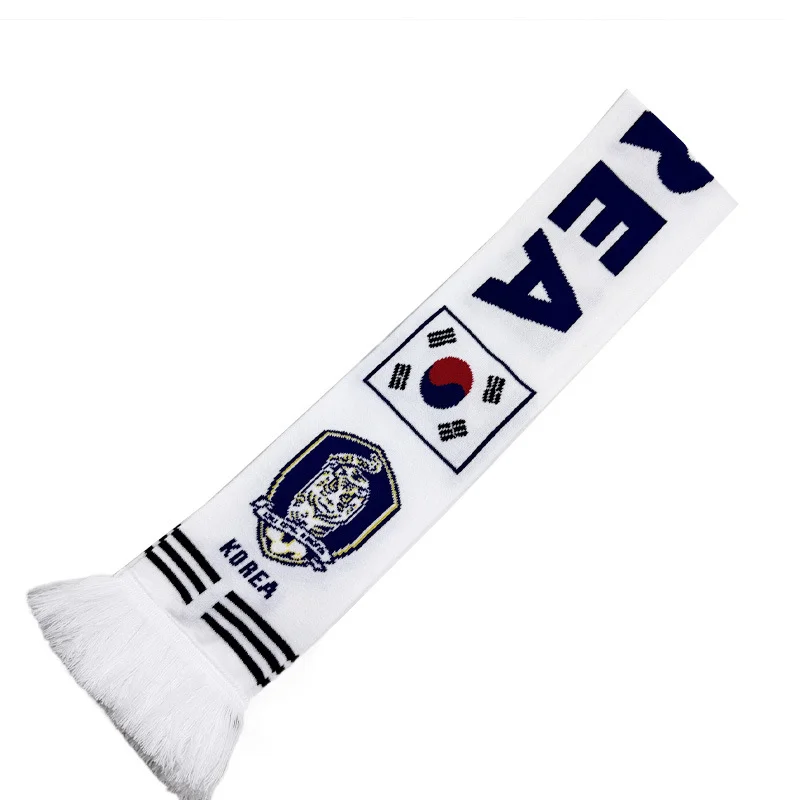 striped blue woven football club scarf on white background - Oeko-Tex & BSCI certified