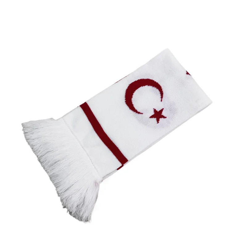 white blue reversible football club scarf on white background