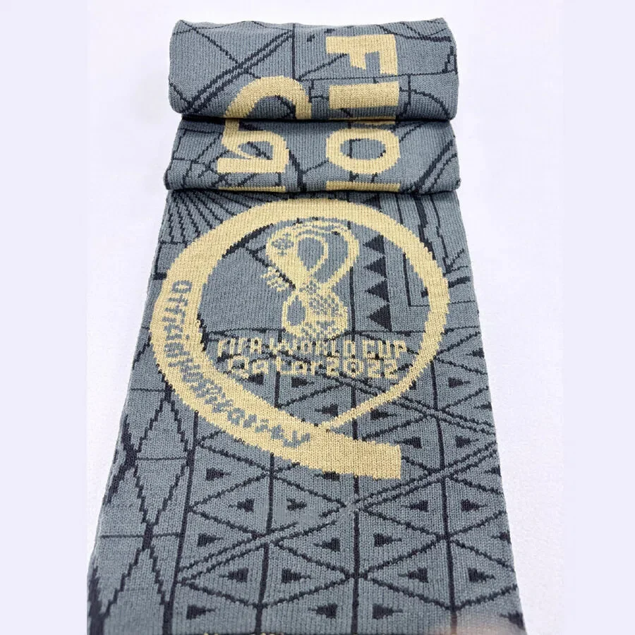 multicolor jacquard fan scarf striped on white background - 7-day sample lead time