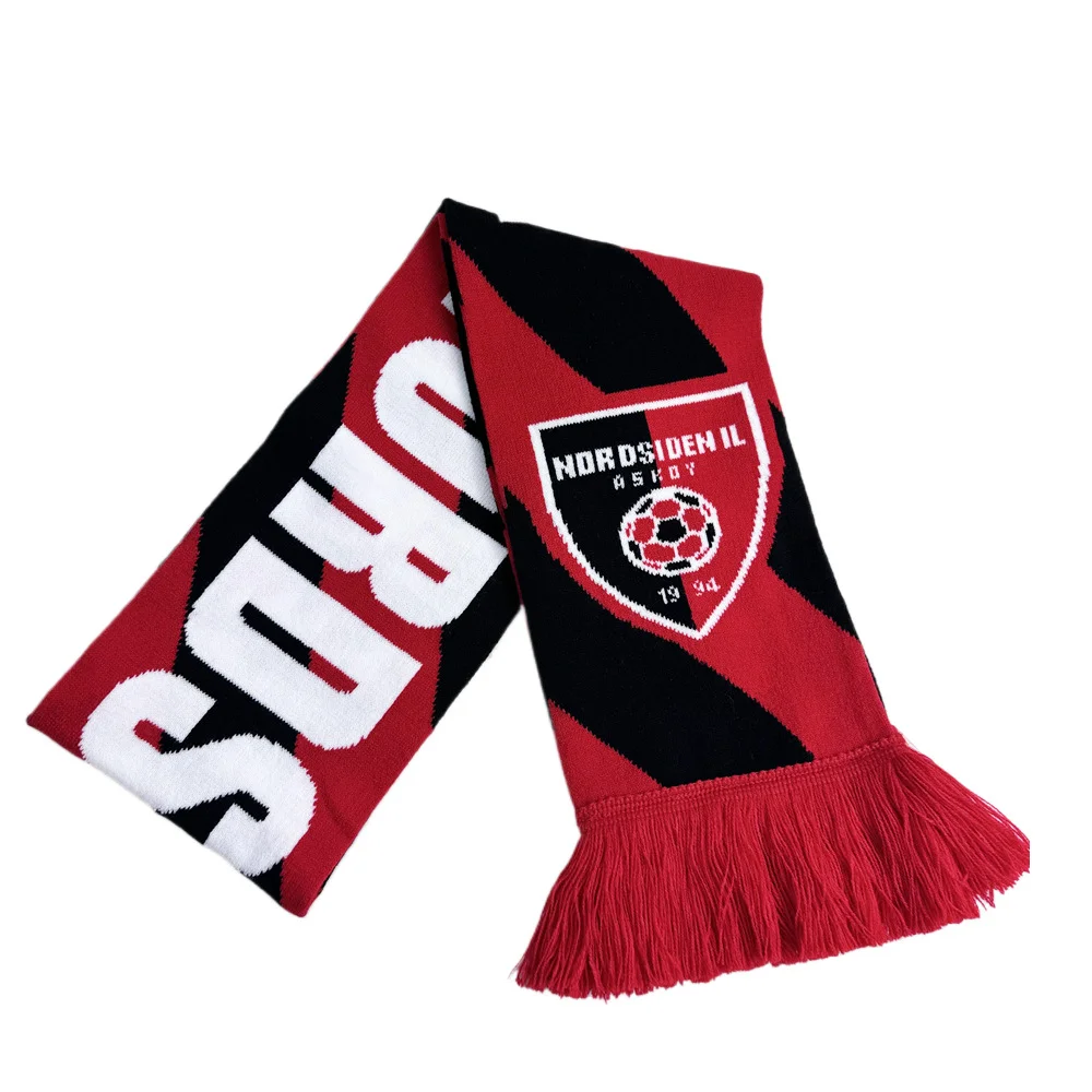 black white double-sided football scarf on white background