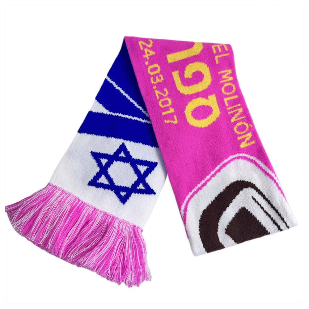 blue white football stadium gift scarf on white background - MOQ 100pcs factory direct