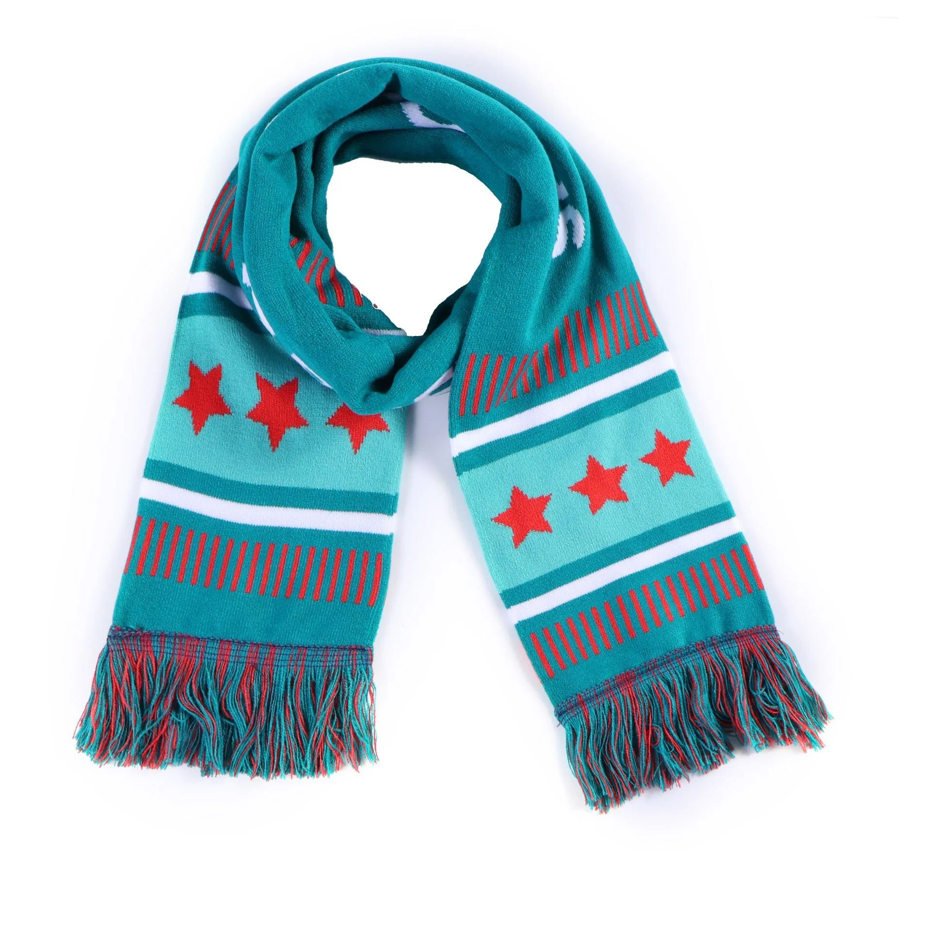 striped red oem football fan scarf on white background - 7-day sample lead time