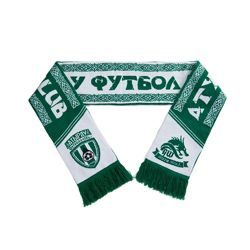 striped red private label football scarf on white background - 7-day sample lead time