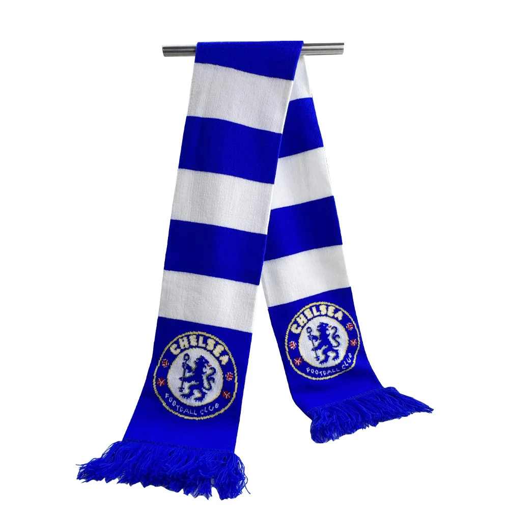 navy red football fan scarf gift set on white background - certified football scarf manufacturer China