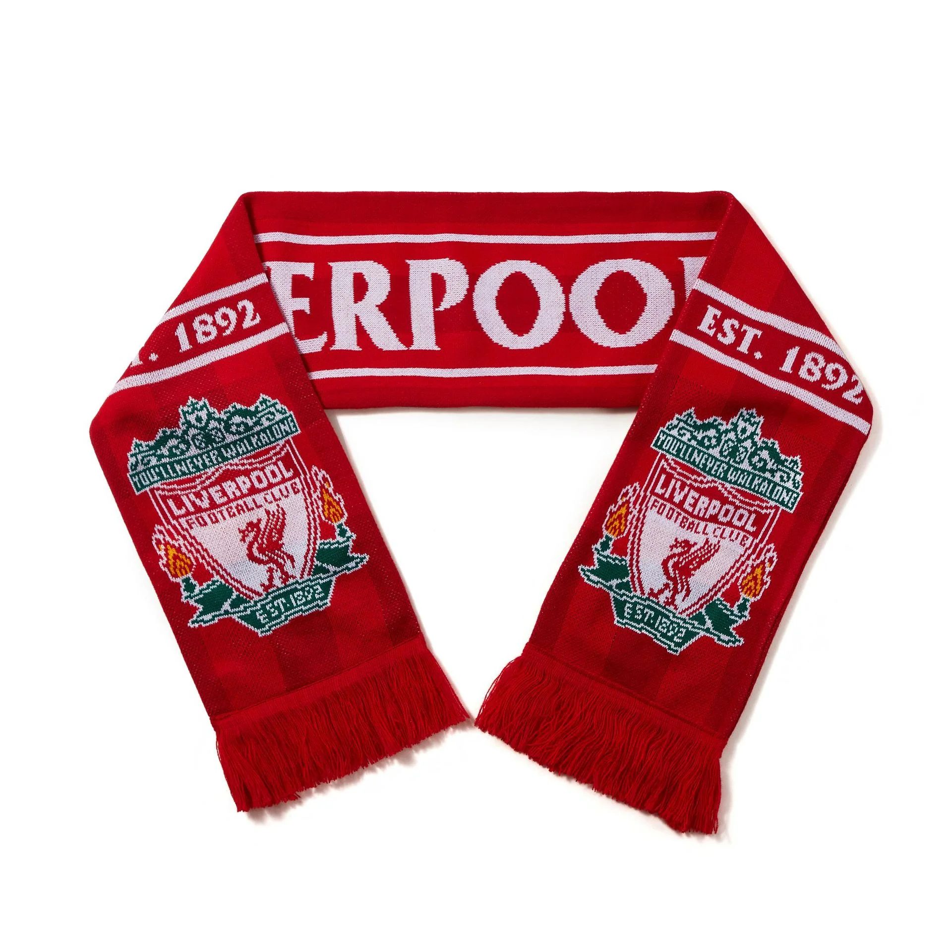 green white custom team colors football scarf on white background - order in bulk factory price