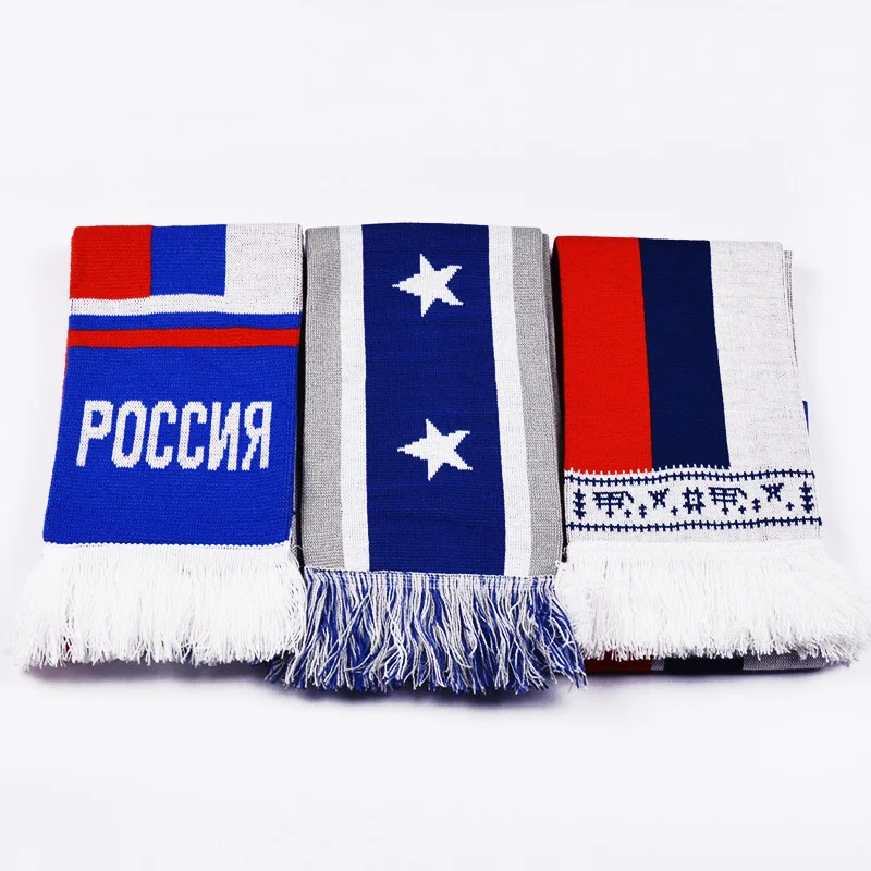striped red jacquard team colors scarf on white background - private label wholesale