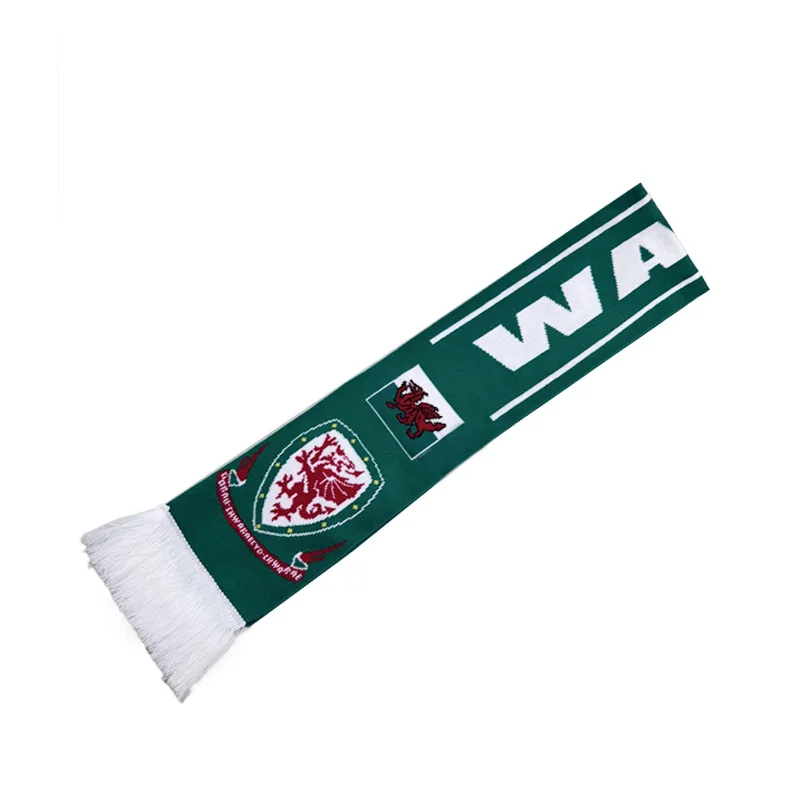 navy white custom logo football fan scarf on white background - custom packaging accepted