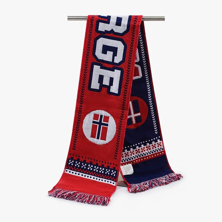 navy red winter football fan scarf on white background