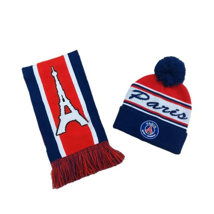 white blue striped football club scarf on white background - custom color & size accepted