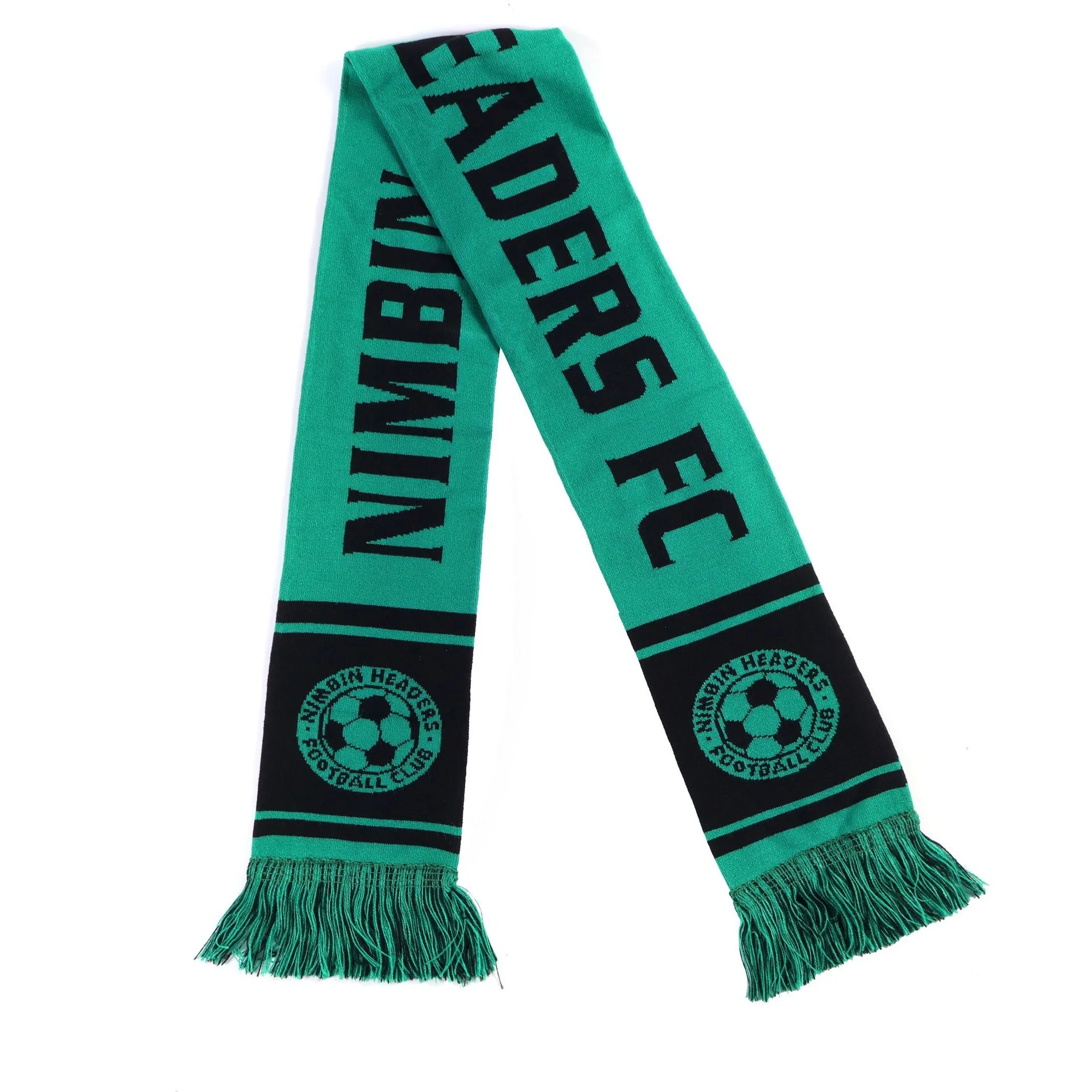 striped blue double-sided football scarf on white background
