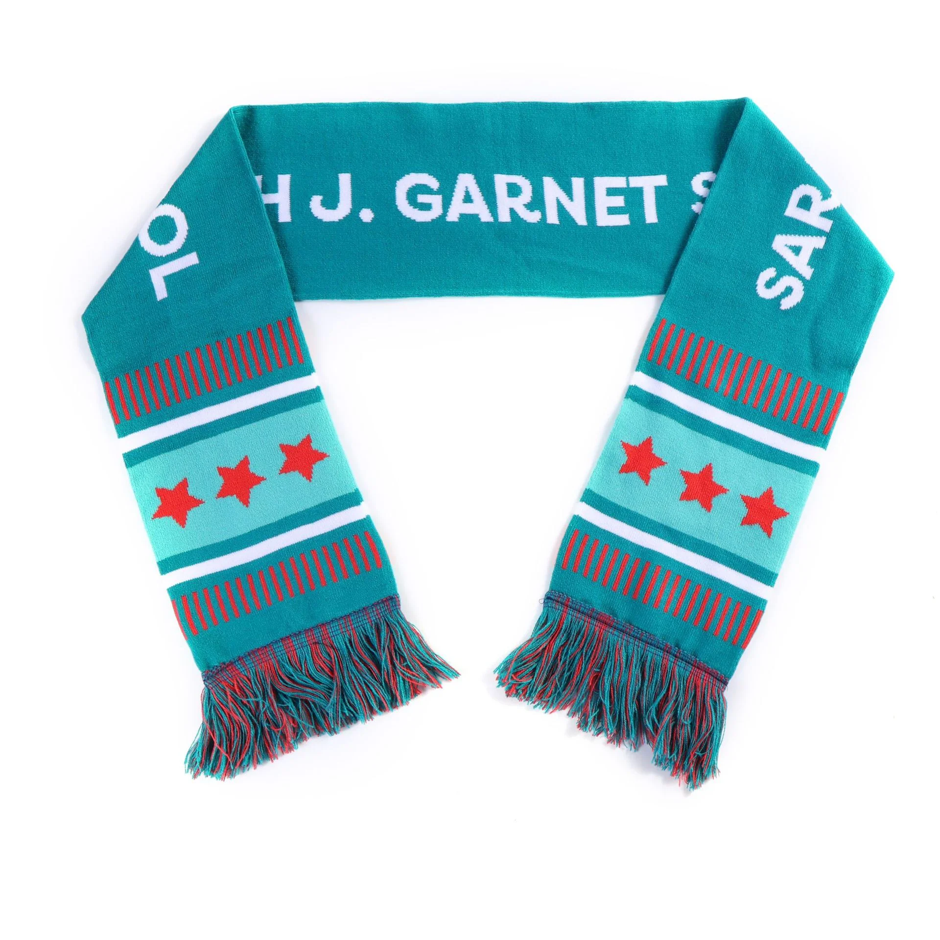 green white oversized football fan scarf on white background - free sample on request