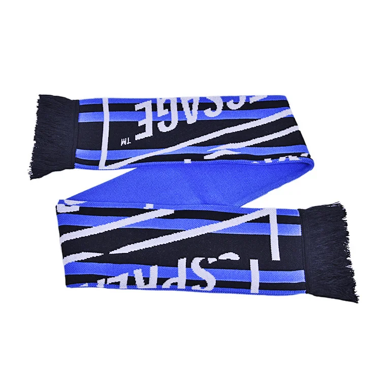 black white jacquard team colors scarf on white background - custom packaging accepted