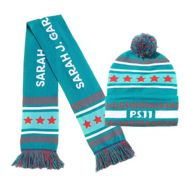 black white winter football fan scarf on white background - private label service available