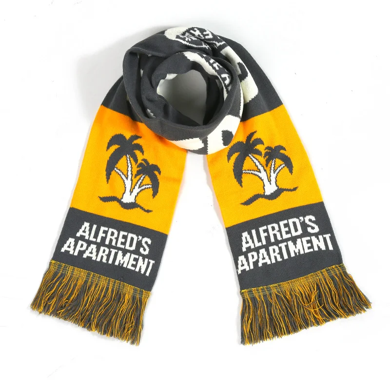 striped blue striped football club scarf on white background - Oeko-Tex certified supplier