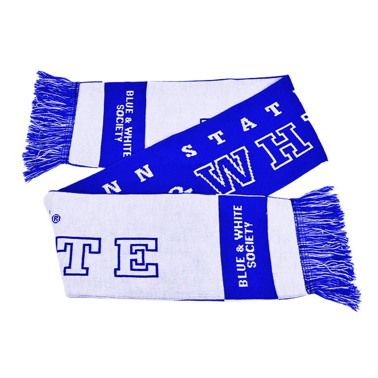 green white jacquard football scarf striped on white background - sports team bulk supplier