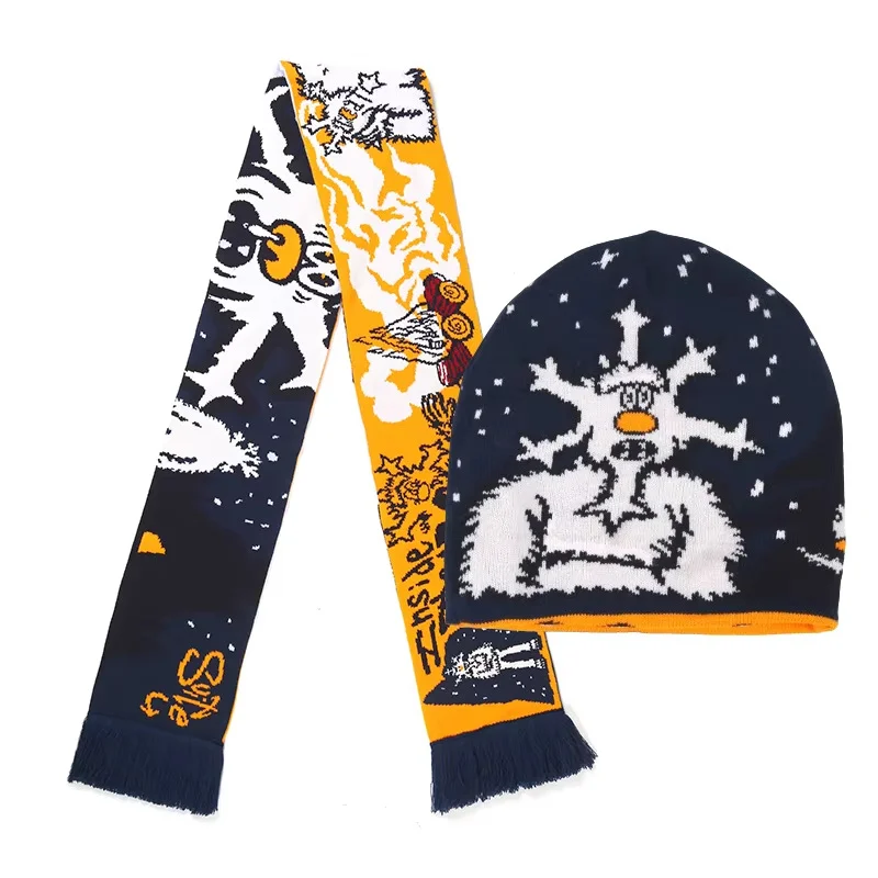 black white custom team colors football scarf on white background