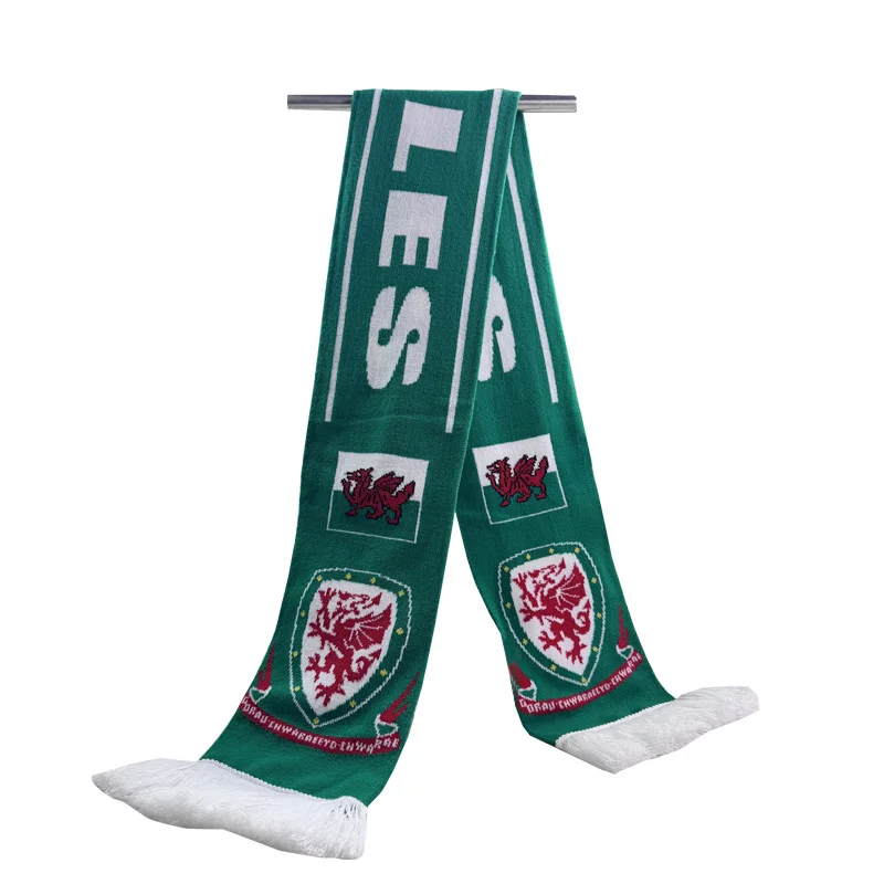 black white acrylic football scarf wholesale on white background - custom color & size accepted
