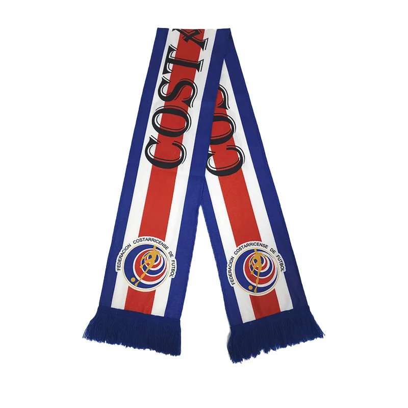 navy white knitted football club scarf on white background - free sample on request