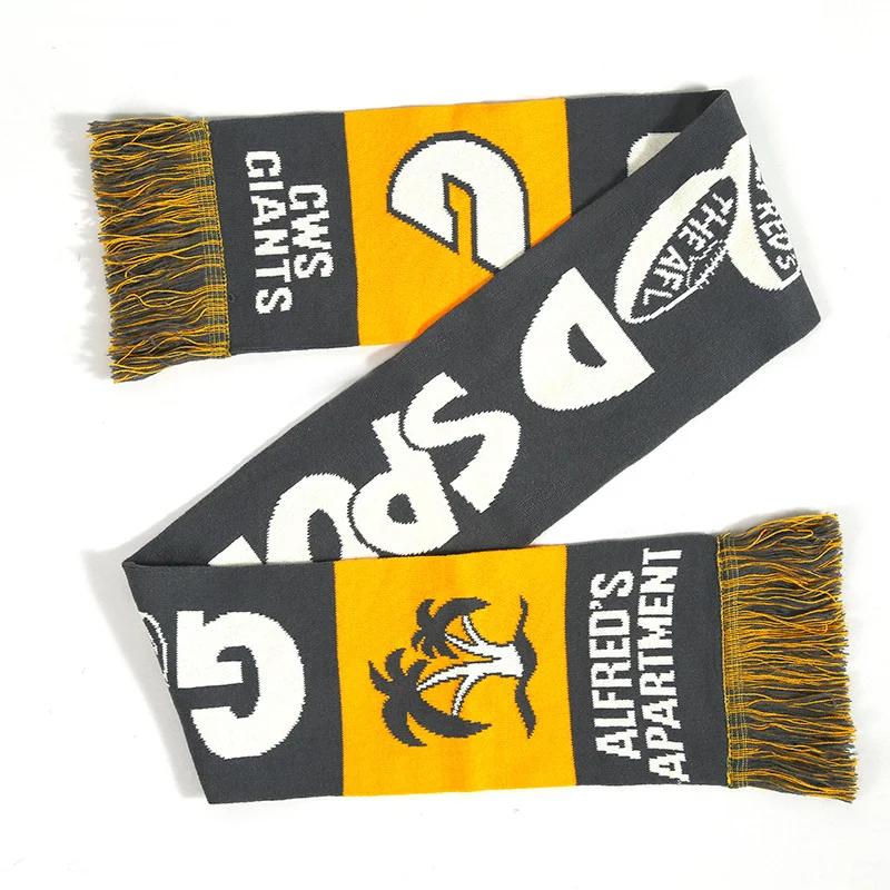 blue white woven football fan scarf on white background - wholesale price for Europe buyers - MOQ 100pcs