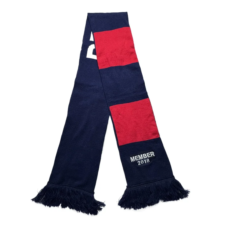 white blue double-sided football scarf on white background - wholesale purchase inquiry welcome
