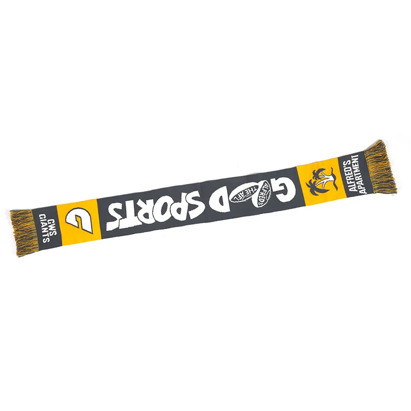 navy red fringe football fan scarf on white background - B2B direct from factory China
