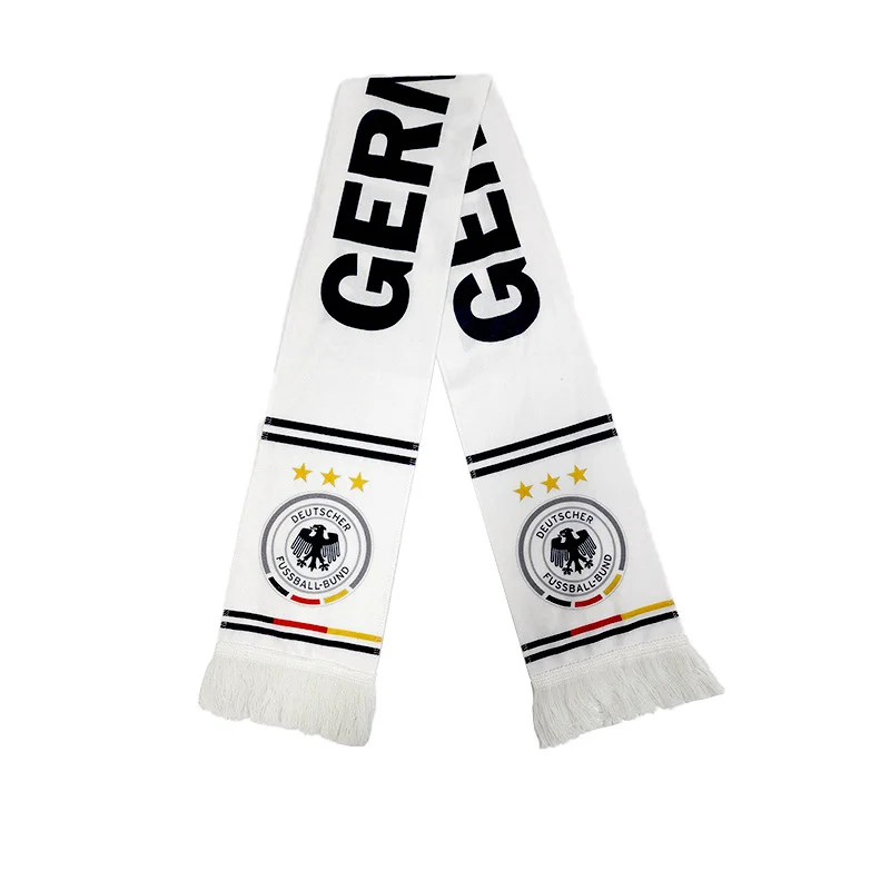 black gold jacquard team colors scarf on white background
