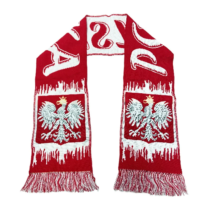 navy white oem football fan scarf on white background