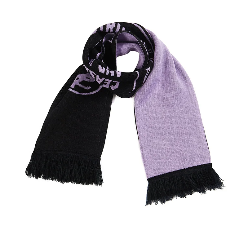 striped blue private label football scarf on white background