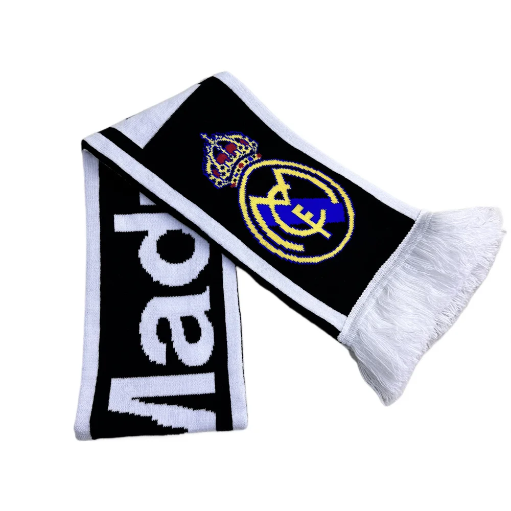 green white winter football fan scarf on white background - bulk football scarf supplier Europe