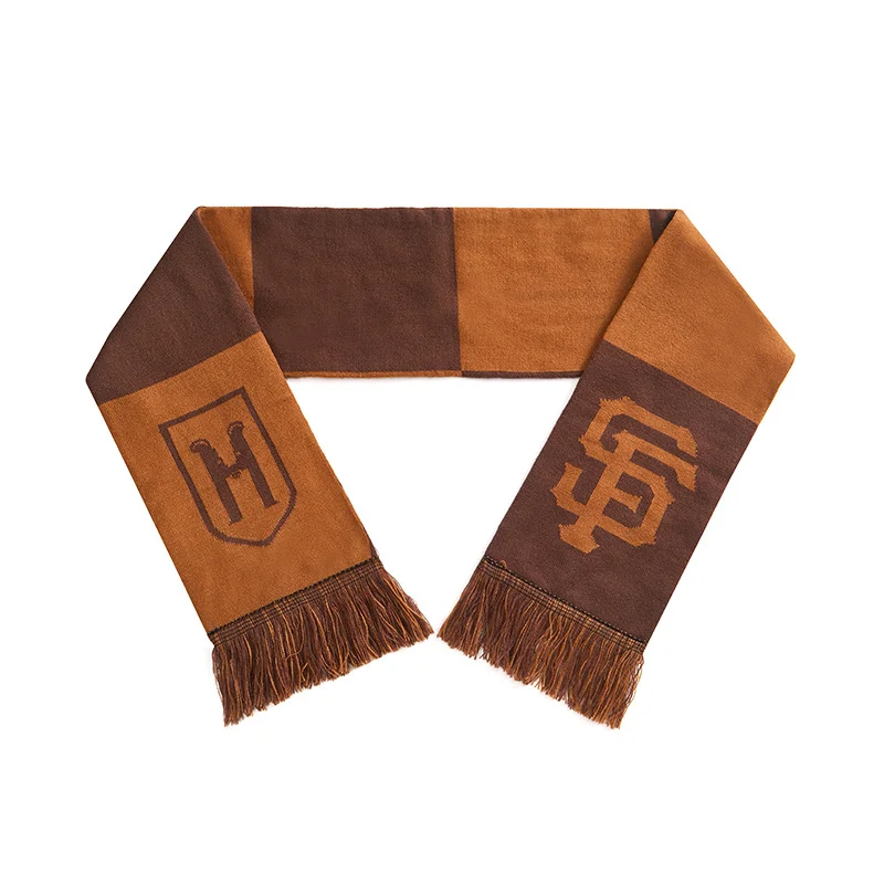red black jacquard football scarf striped on white background - BSCI certified manufacturer