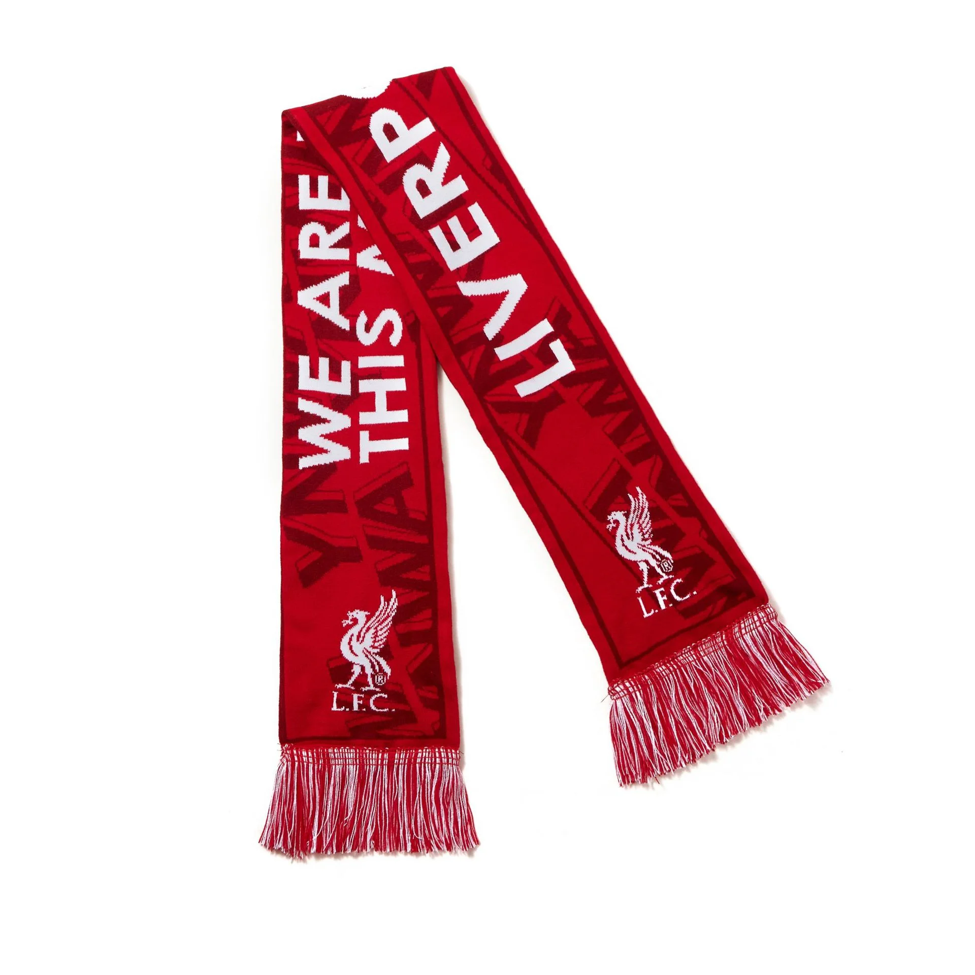 navy red striped jacquard football fan scarf on white background
