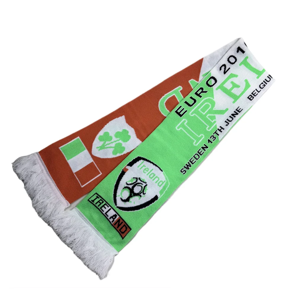 green gold double-sided football scarf on white background - OEM custom logo accepted