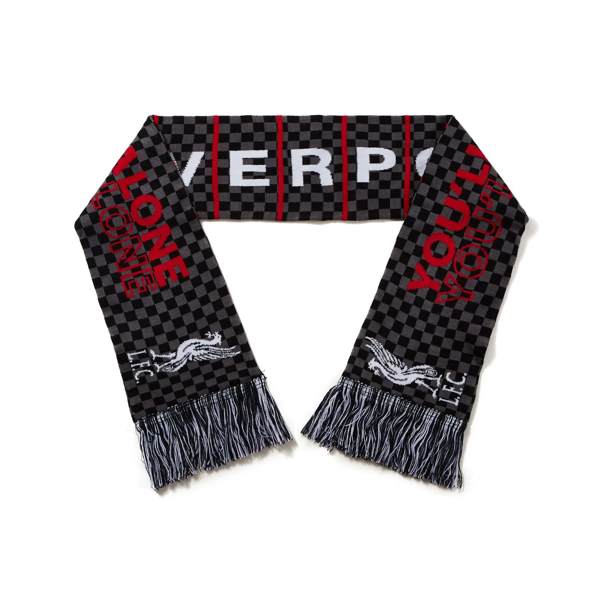 navy white jacquard team colors scarf on white background