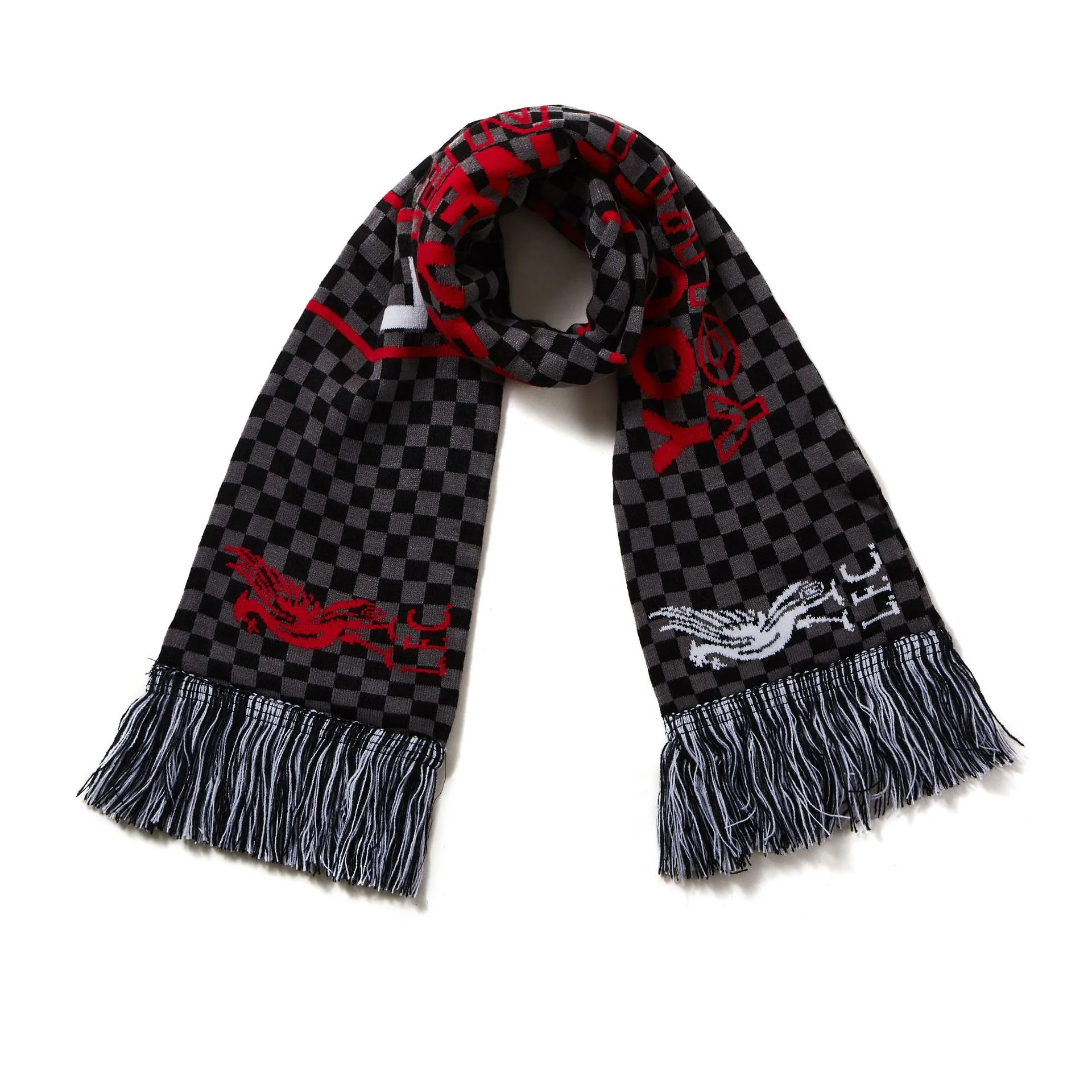 navy red custom logo football fan scarf on white background