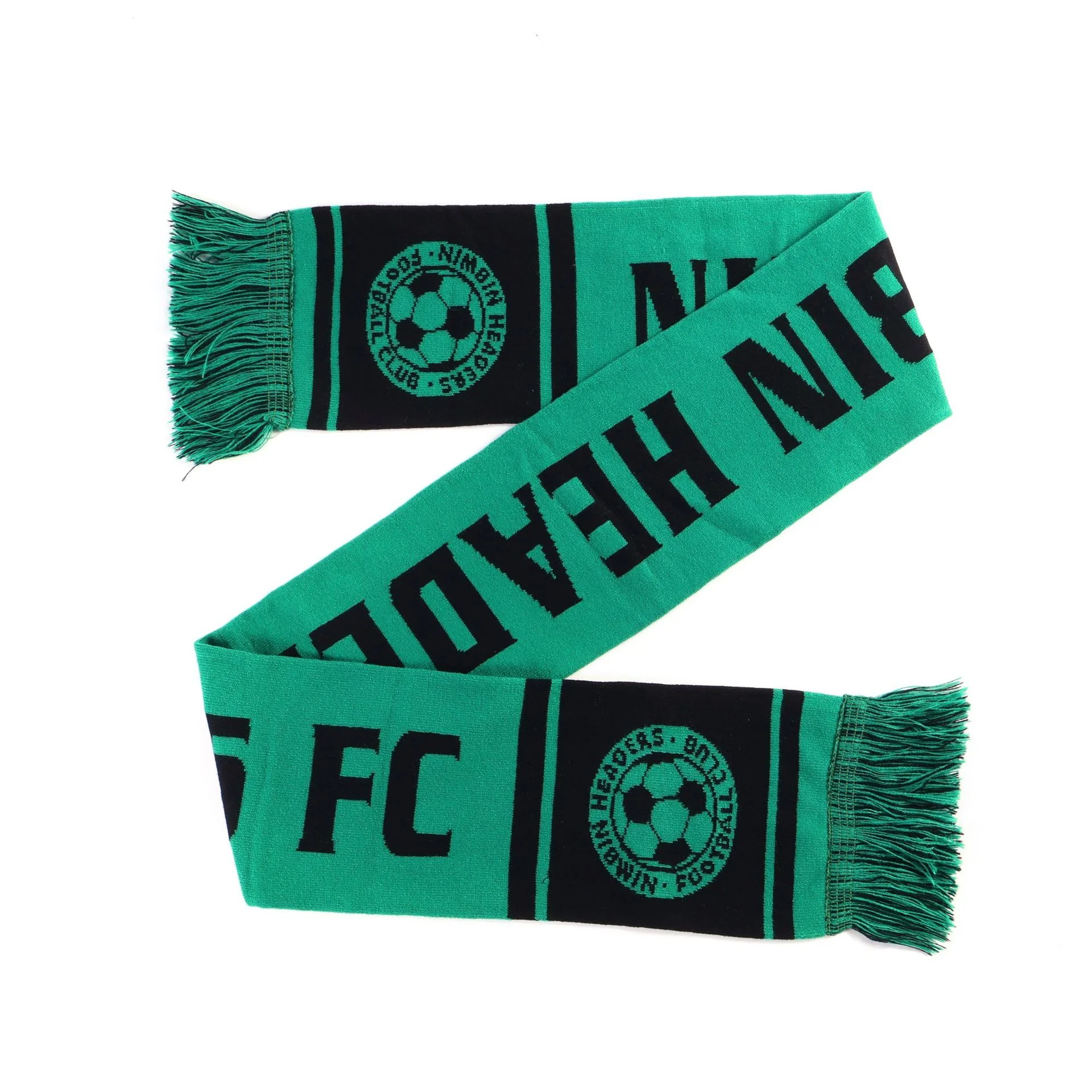 black gold private label football scarf on white background - wholesale purchase inquiry welcome
