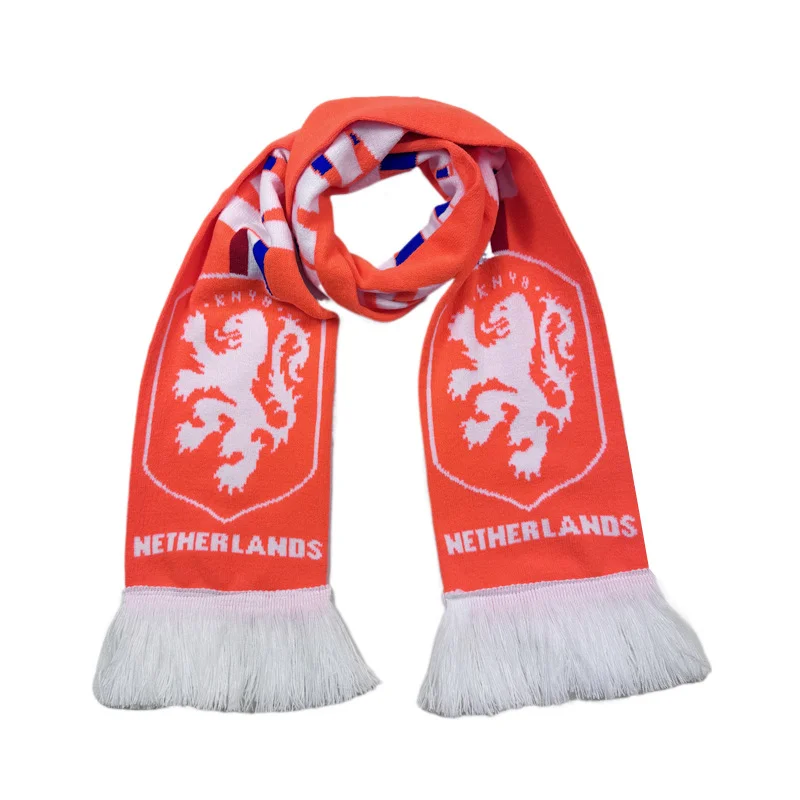 red white fringe football fan scarf on white background - private label wholesale