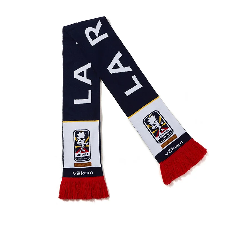 black gold double-sided football scarf on white background - custom packaging accepted