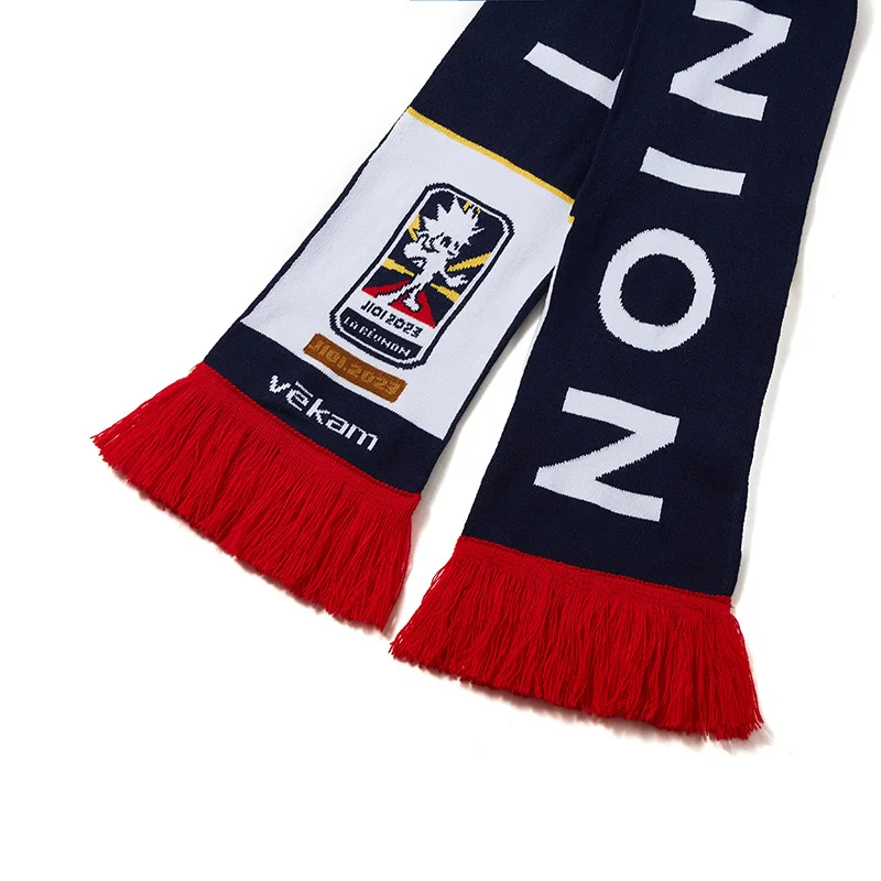 yellow black oversized football fan scarf on white background - 25-day bulk production