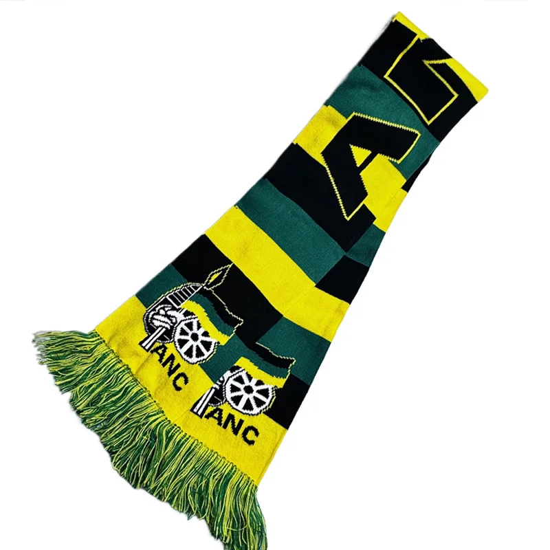 green white private label football scarf on white background - purchase wholesale MOQ 100pcs
