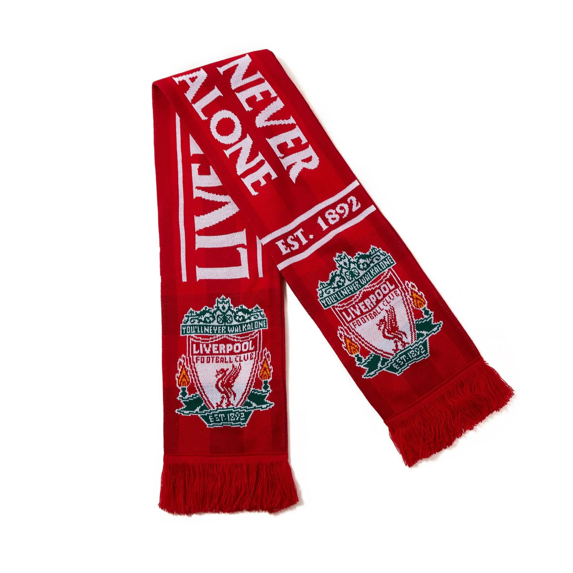 green gold winter football fan scarf on white background - sports team bulk supplier